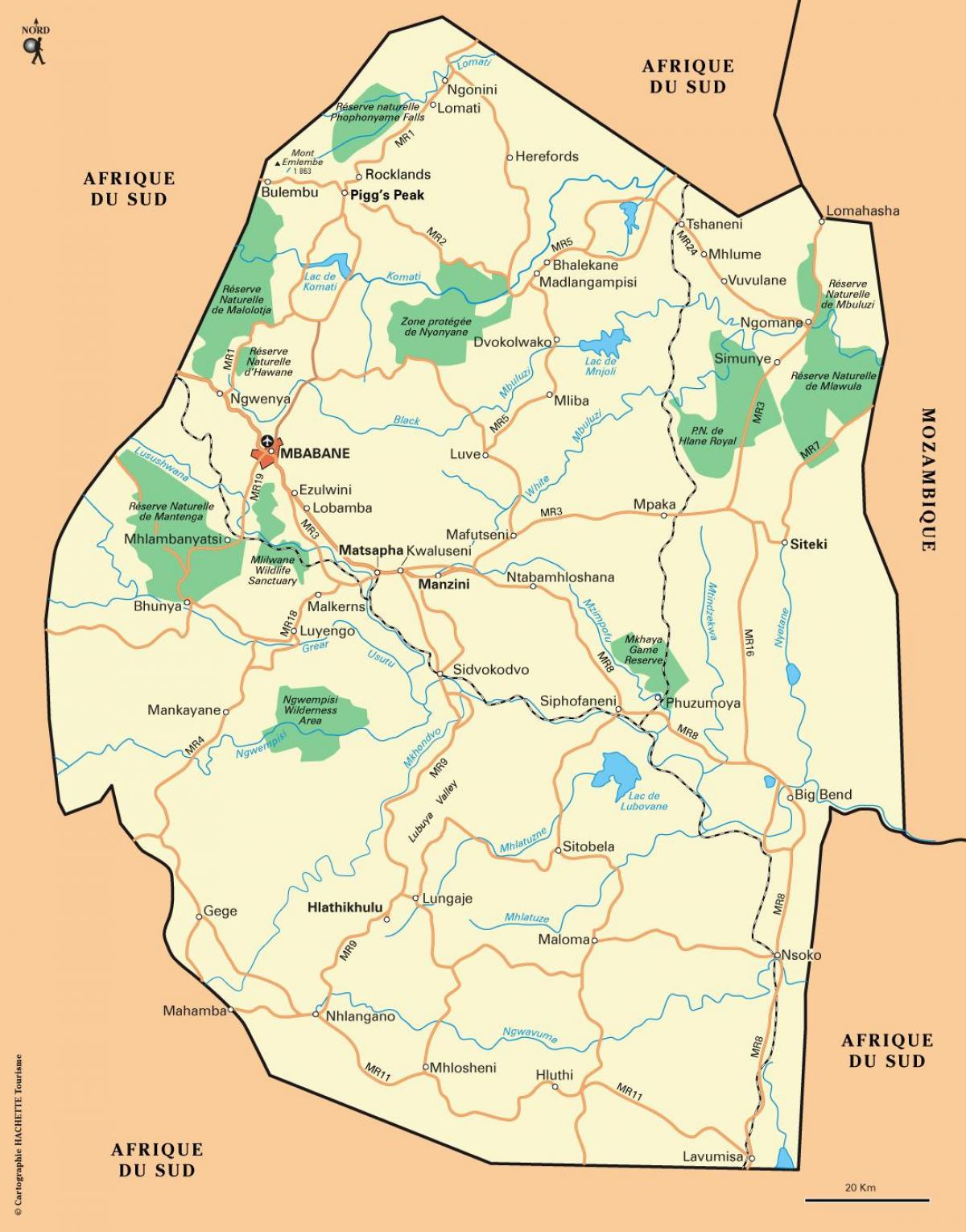 ezulwini valley Svazijsko mapu