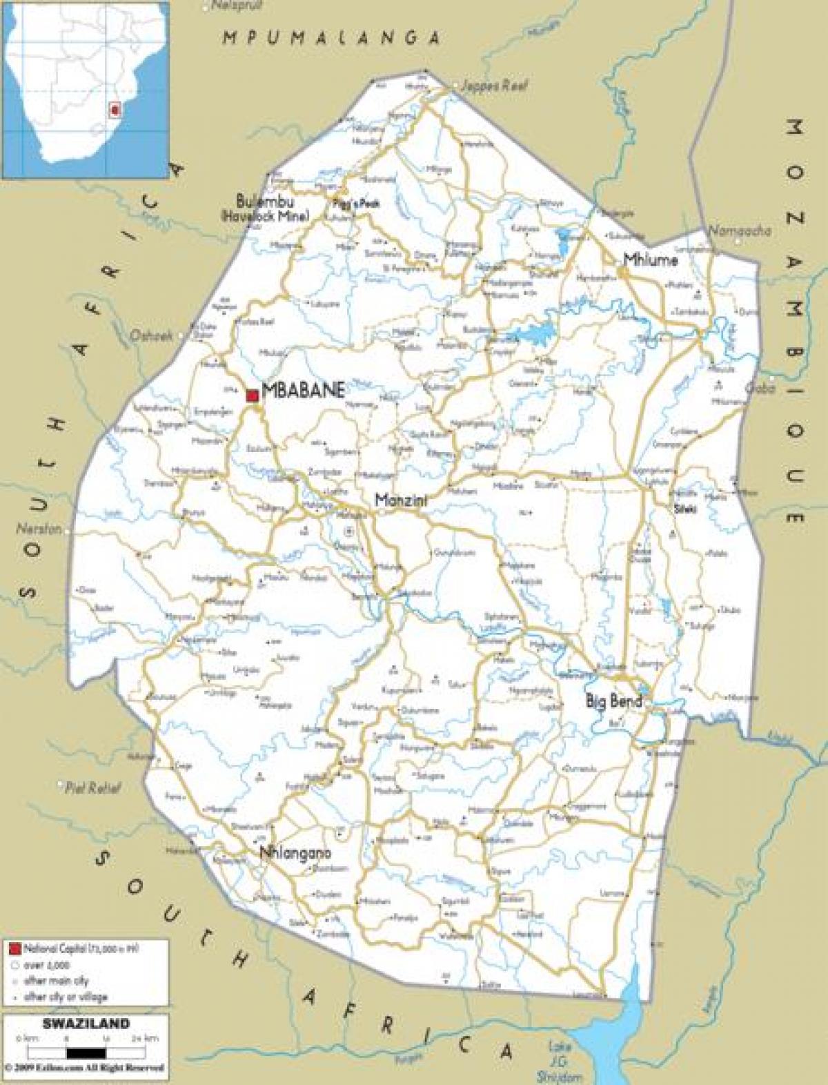 Mapa mbabane Svazijsko